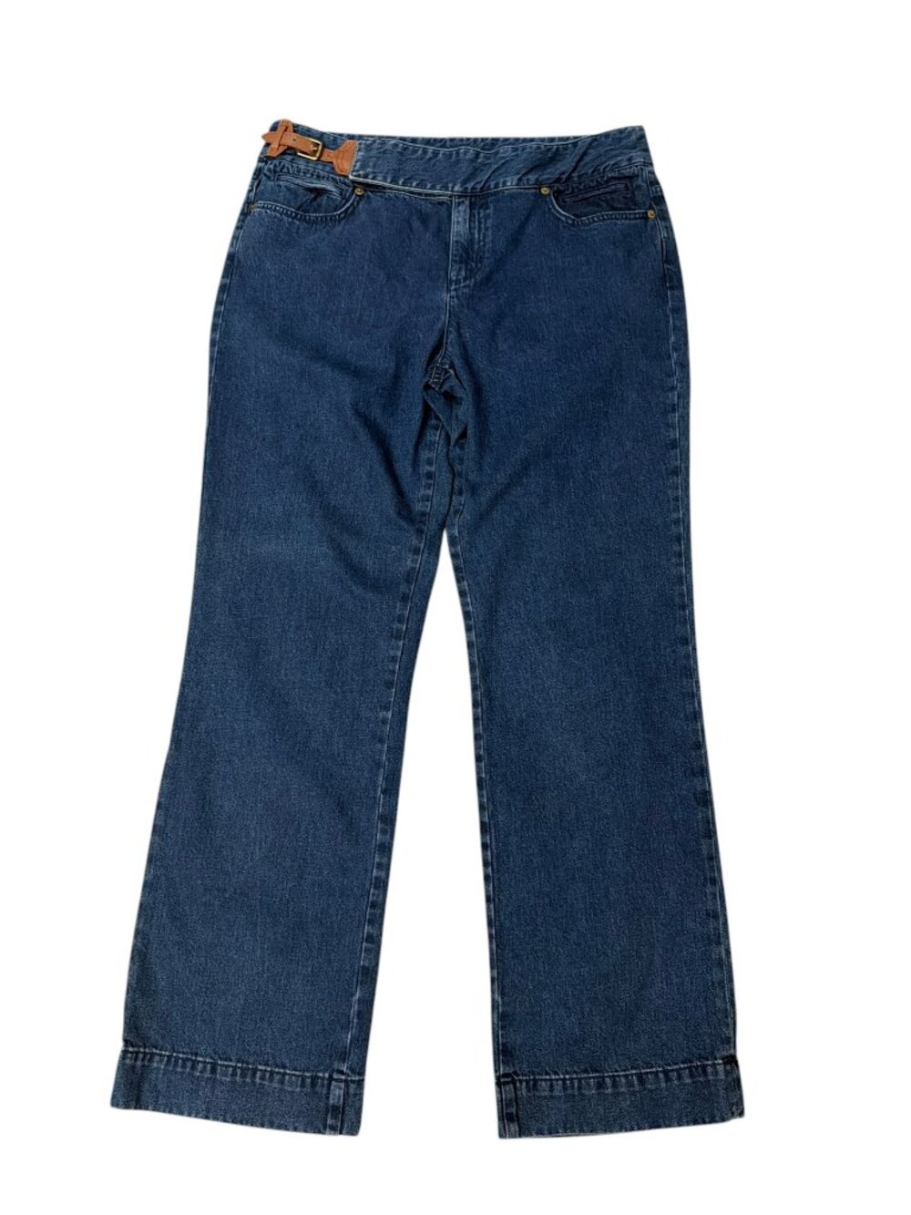 Lauren Jeans Co Premium Straight Leg Attached Belt Trouser Style Size 14 x 31”L